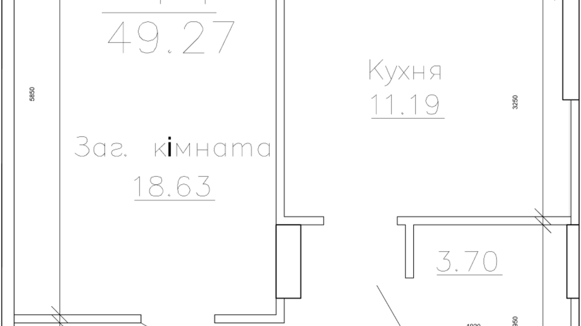 Планировка 1-комнатной квартиры в ЖК Панорама 49.27 м², фото 105145