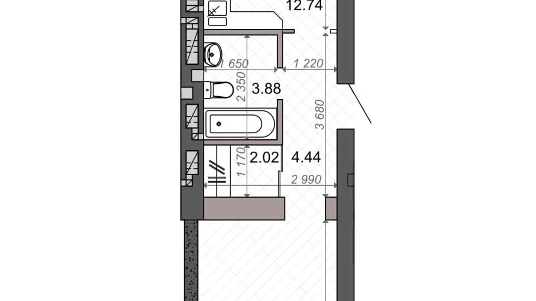 Планування 1-кімнатної квартири в ЖК Нові Метри PARK 38.5 м², фото 106490