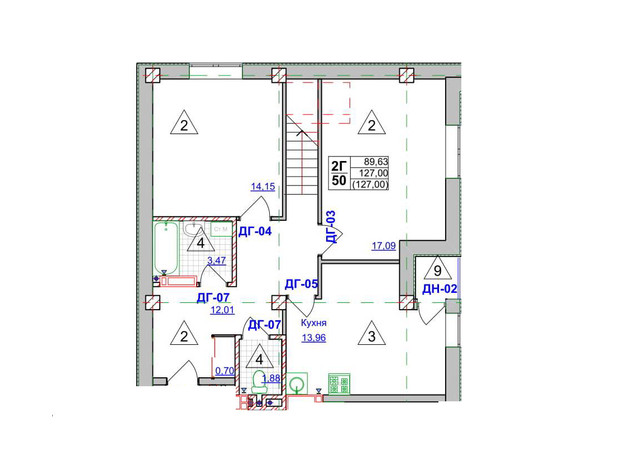 ЖК Спортивный: планировка 3-комнатной квартиры 127 м²
