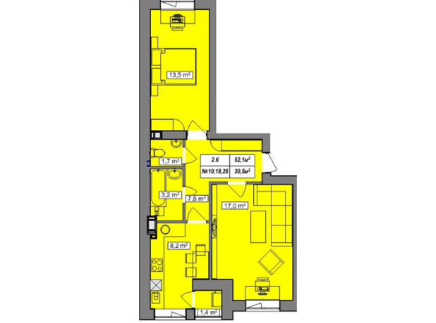 ЖК Гудвіл: планування 2-кімнатної квартири 80.4 м²