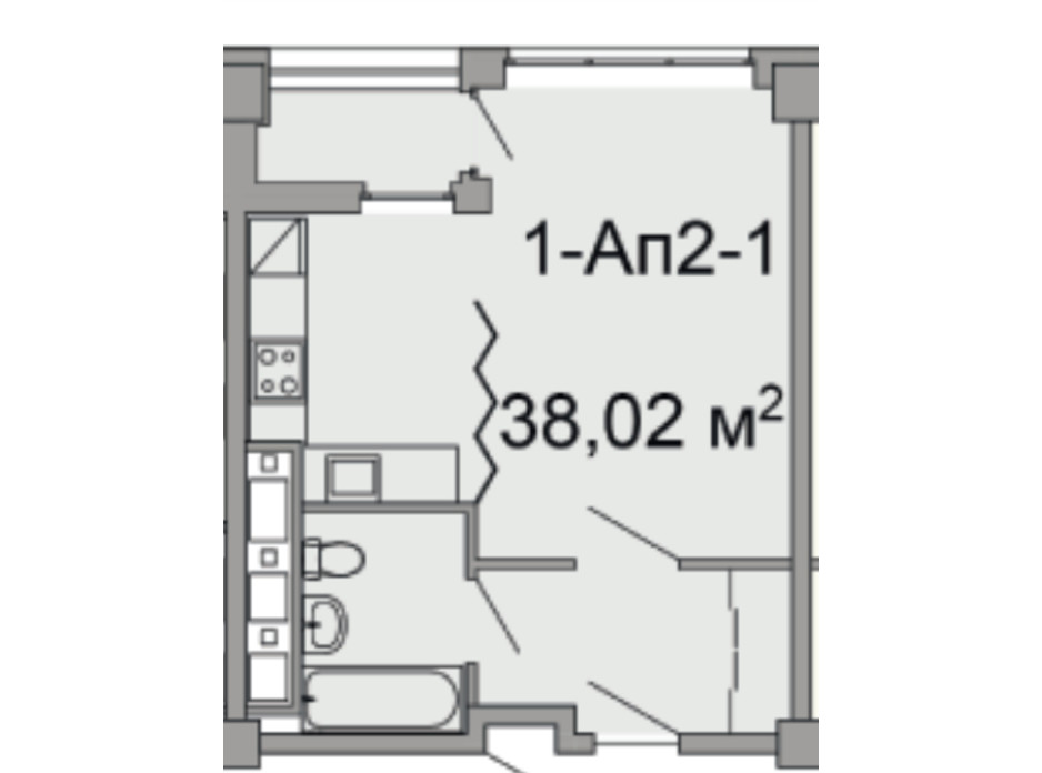 Планировка 1-комнатной квартиры в ЖК Троицкий 38.02 м², фото 108292 Планировка 1-комнатной квартиры в ЖК Троицкий 38.02 м², фото 108292