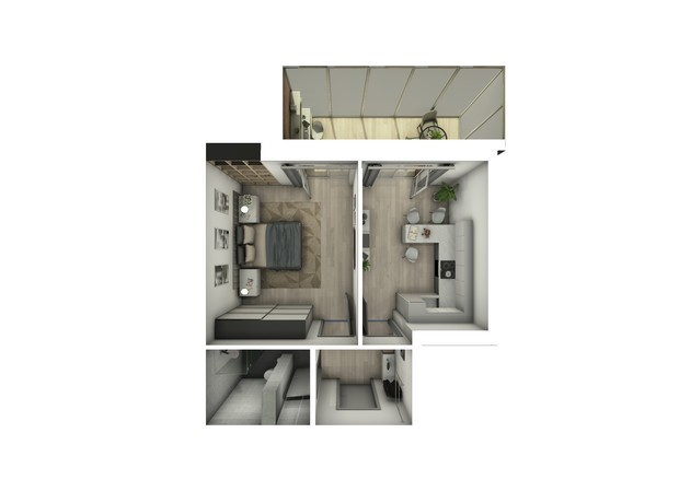 ЖК Радужный: планировка 1-комнатной квартиры 43.08 м²