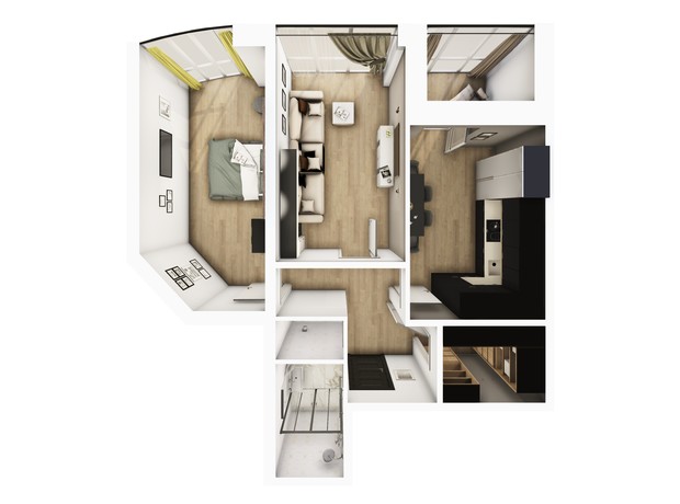 ЖК Райдужний: планування 2-кімнатної квартири 64.85 м²