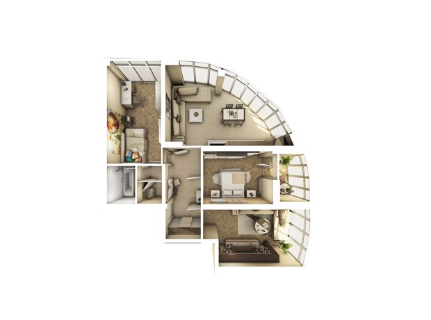 ЖК Радужный: планировка 3-комнатной квартиры 93.59 м²