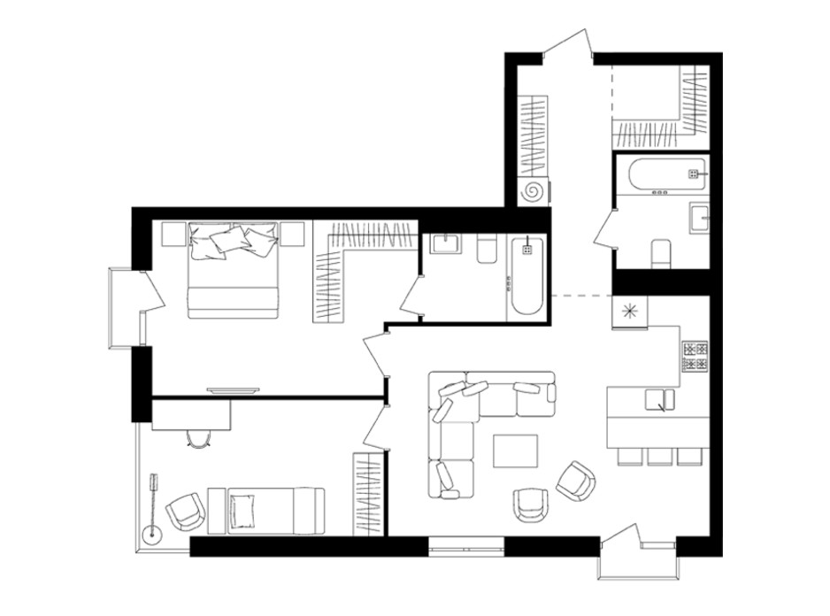 Планировка 2-комнатной квартиры в ЖК Avalon Up 75.17 м², фото 110266 Планировка 2-комнатной квартиры в ЖК Avalon Up 75.17 м², фото 110266