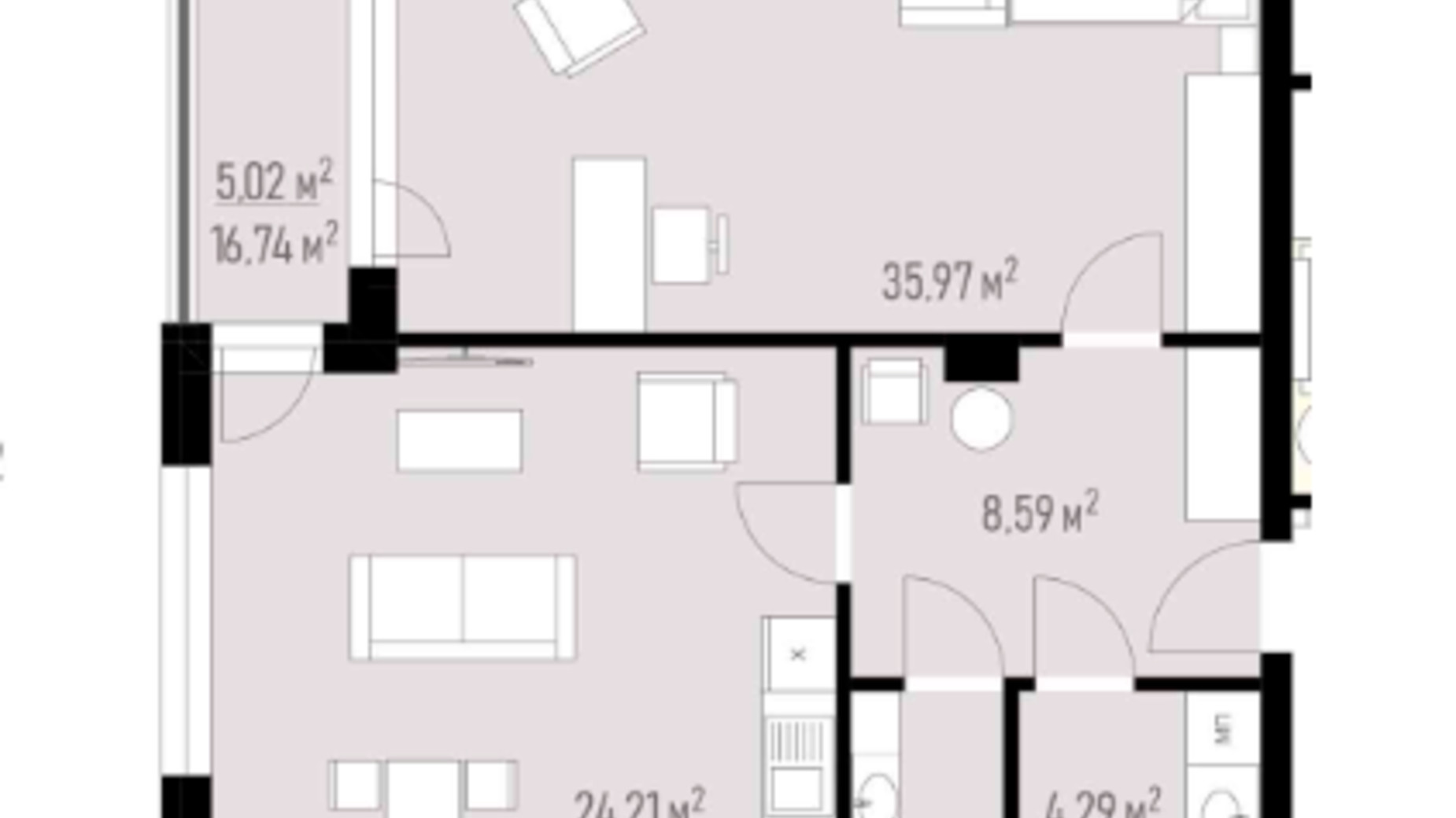 Планировка 1-комнатной квартиры в ЖК Grand Residence 83.71 м², фото 110514