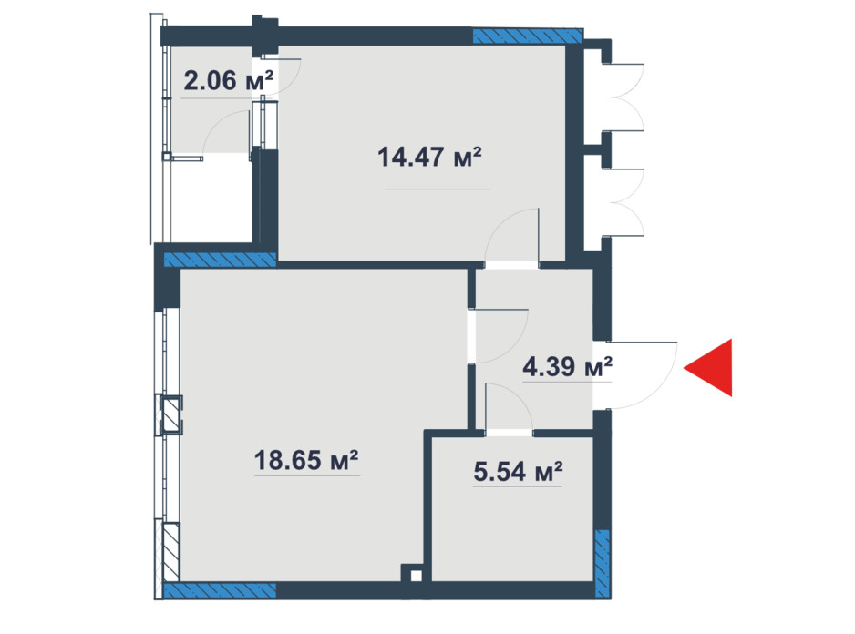 Планировка 1-комнатной квартиры в ЖК «Причал 8» 44.64 м², фото 110573 Планировка 1-комнатной квартиры в ЖК «Причал 8» 44.64 м², фото 110573