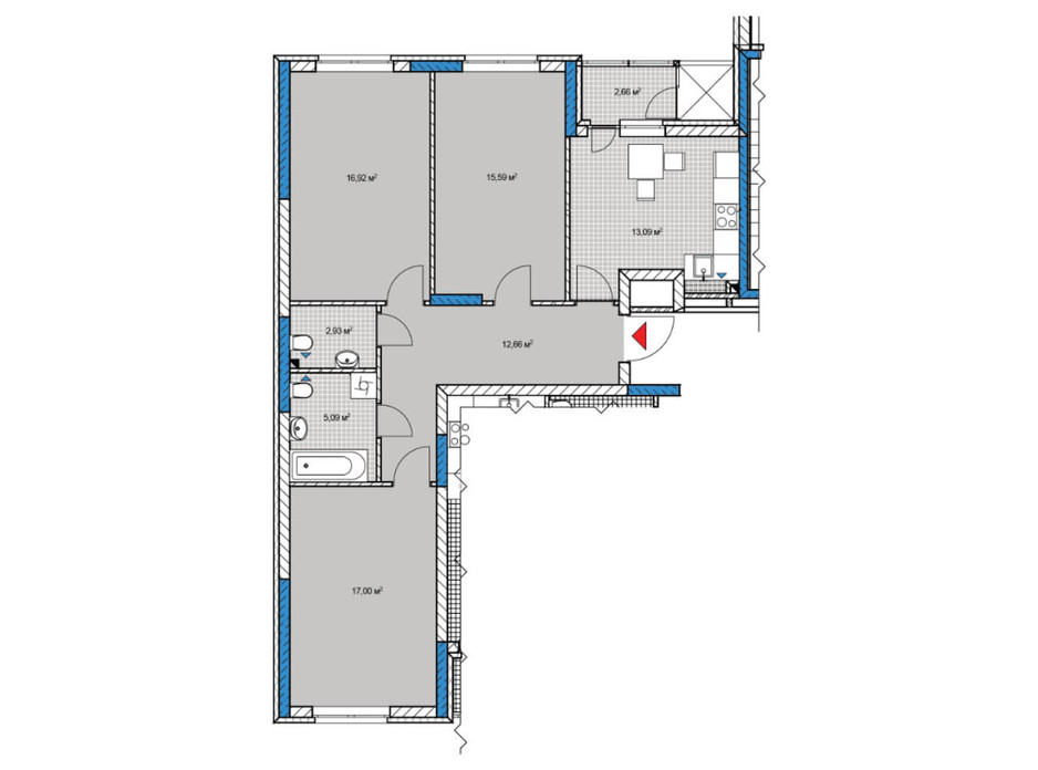 Планировка 3-комнатной квартиры в ЖК «Причал 8» 85.81 м², фото 110611 Планировка 3-комнатной квартиры в ЖК «Причал 8» 85.81 м², фото 110611