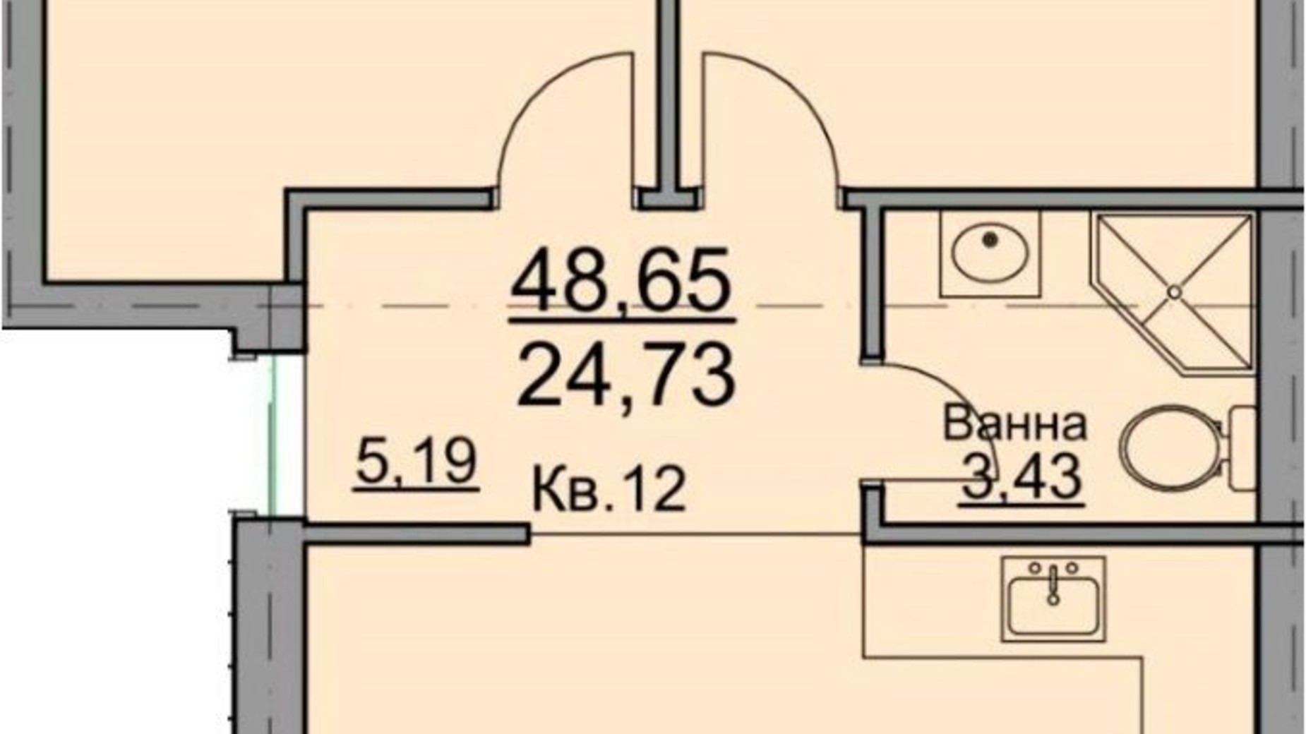 Планування 2-кімнатної квартири в ЖК Lemberg 49 м², фото 110775