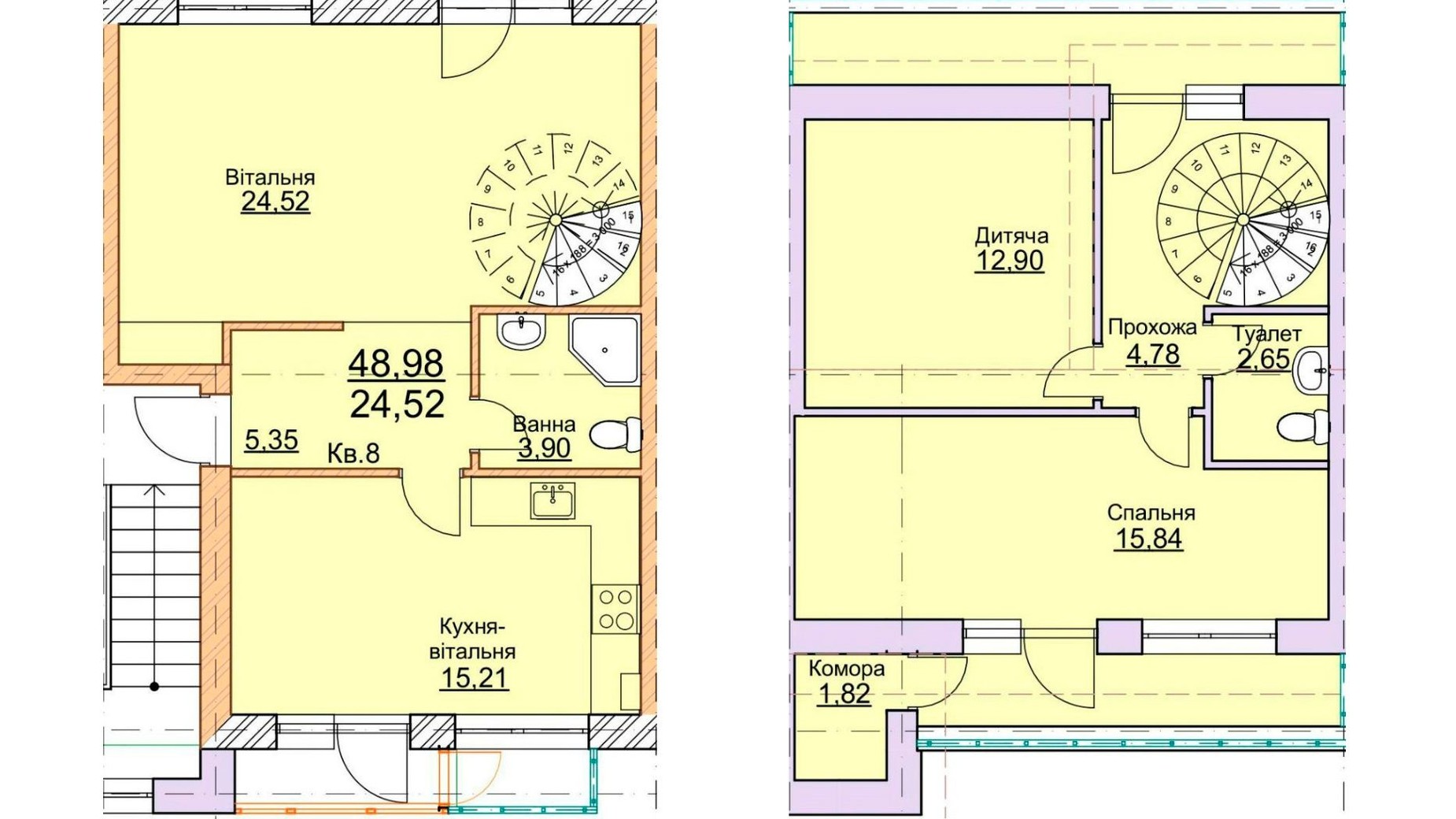 Планування багато­рівневої квартири в ЖК Lemberg 101 м², фото 110777