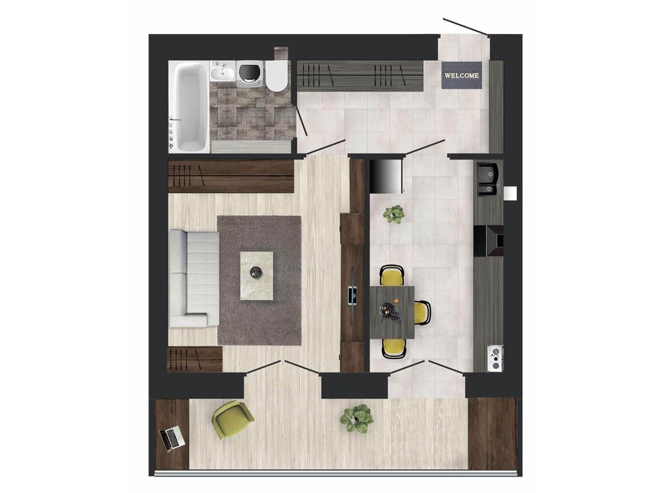 Планировка 1-комнатной квартиры в ЖК Кленовый Парк 39.72 м², фото 111301 Планировка 1-комнатной квартиры в ЖК Кленовый Парк 39.72 м², фото 111301