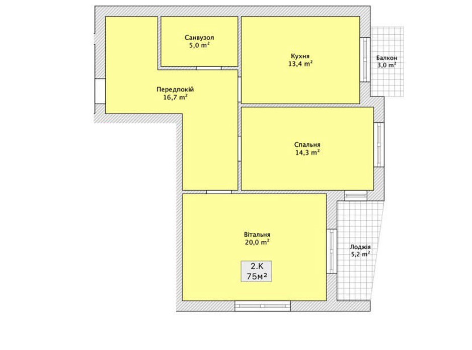 Планировка 2-комнатной квартиры в ЖК ул. Николайчука/переулок Сквозной 75 м², фото 112443 Планировка 2-комнатной квартиры в ЖК ул. Николайчука/переулок Сквозной 75 м², фото 112443