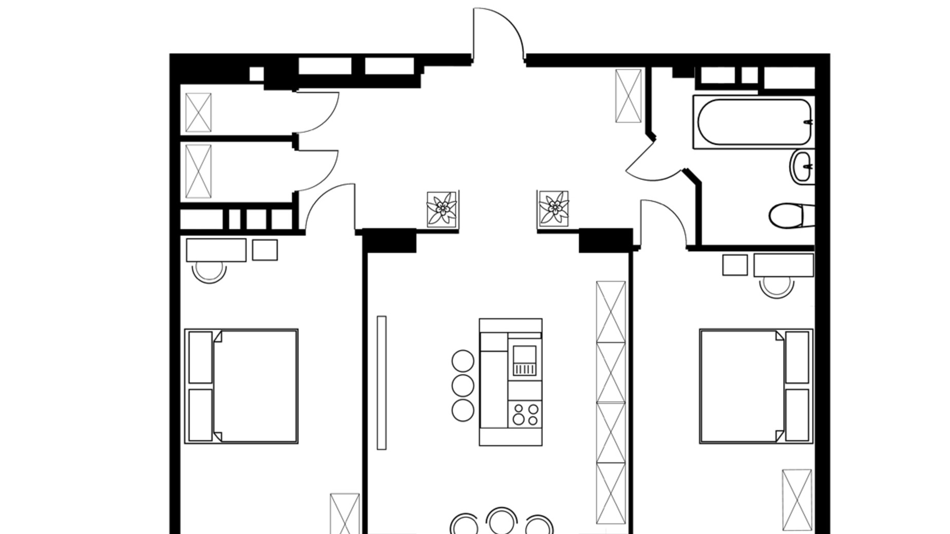 Планировка 2-комнатной квартиры в ЖК Delmar 116.8 м², фото 112630