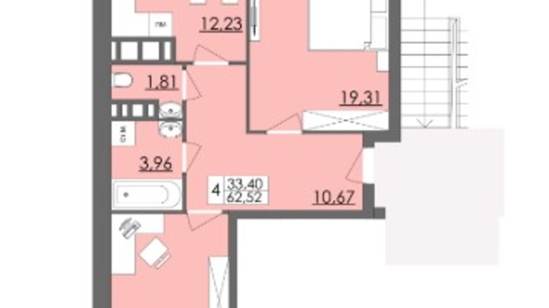 Планировка 2-комнатной квартиры в ЖК Родинна Казка 62.52 м², фото 114316