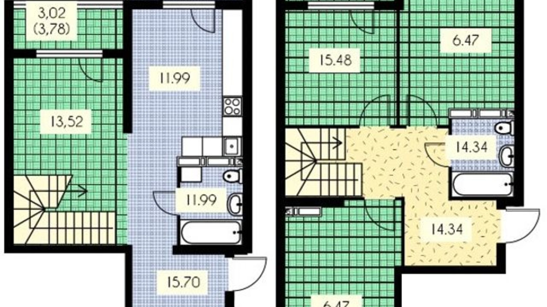 Планировка много­уровневой квартиры в ЖК Набережный 142 м², фото 114727