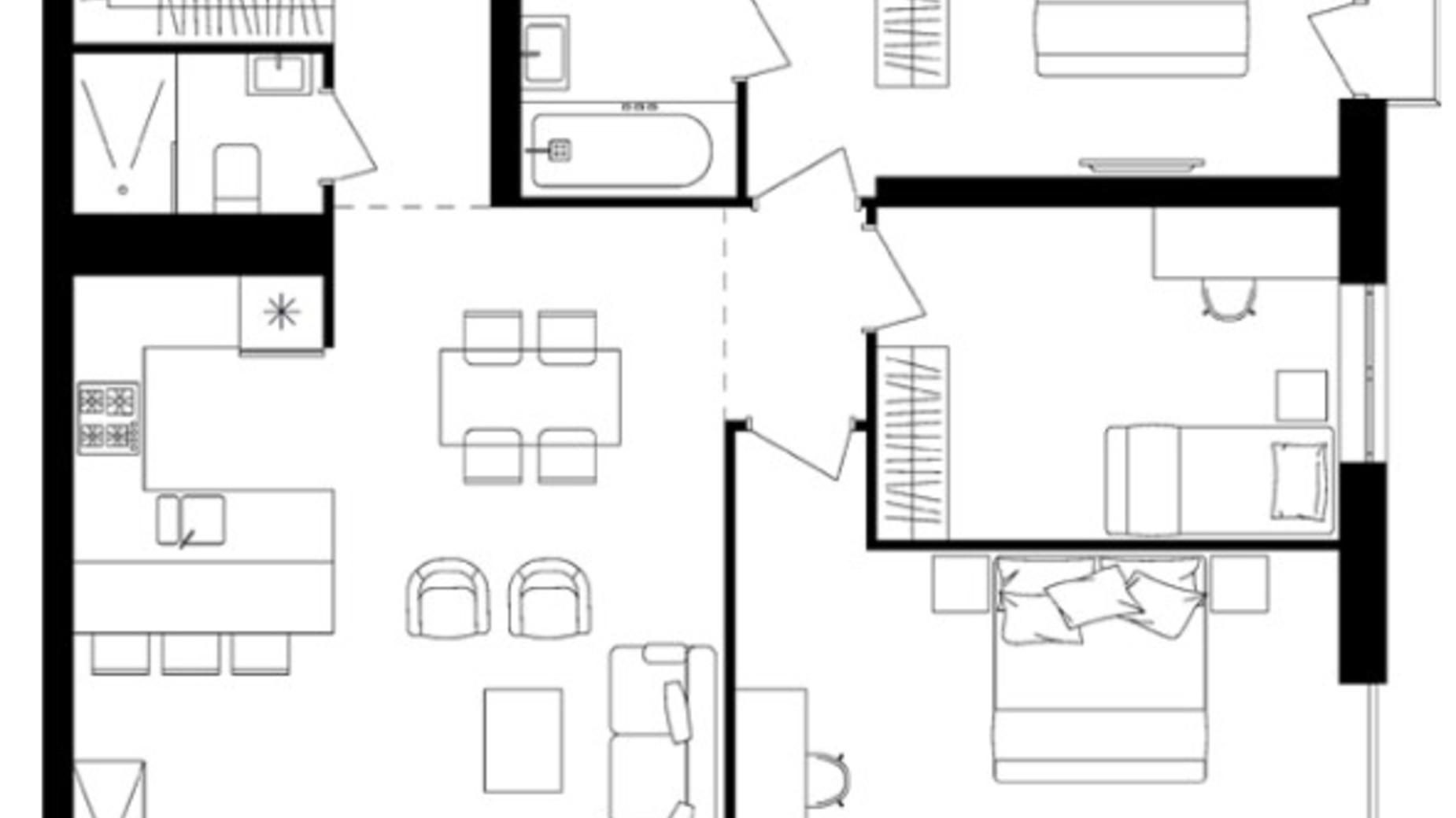 Планування 3-кімнатної квартири в ЖК Avalon Up 91.3 м², фото 114793