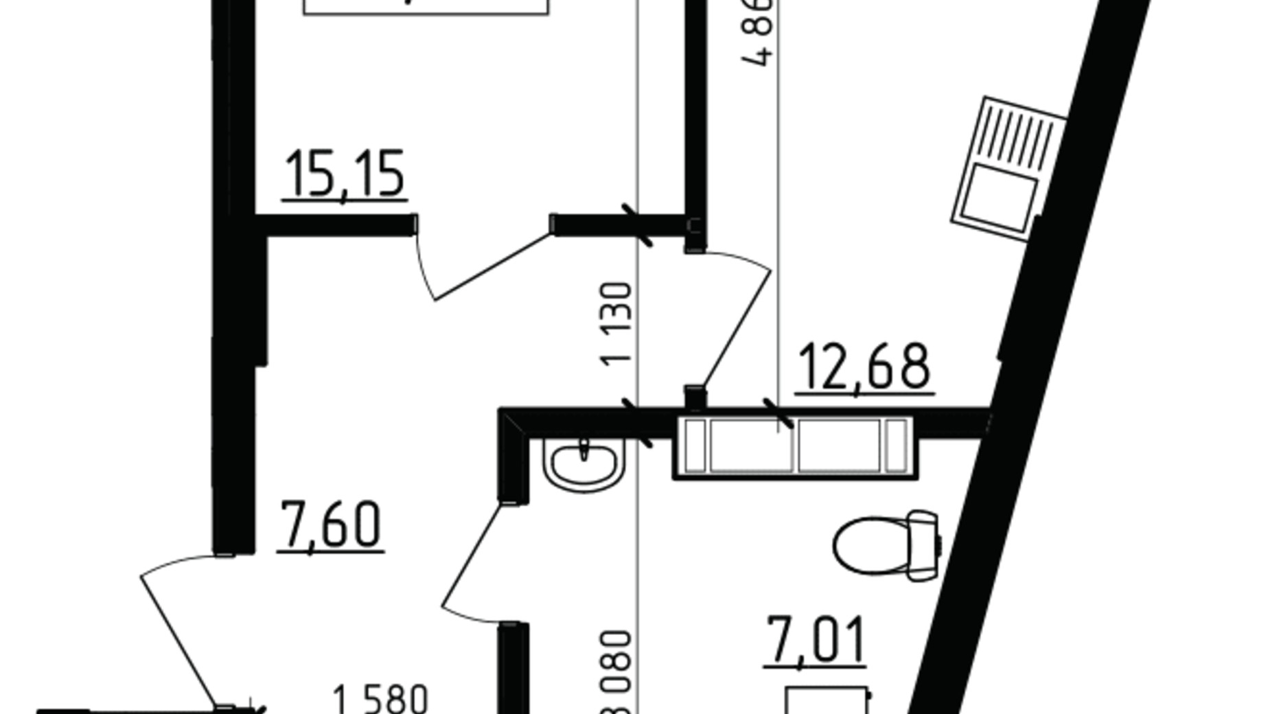 Планировка 2-комнатной квартиры в ЖК Вернисаж 58.51 м², фото 114814