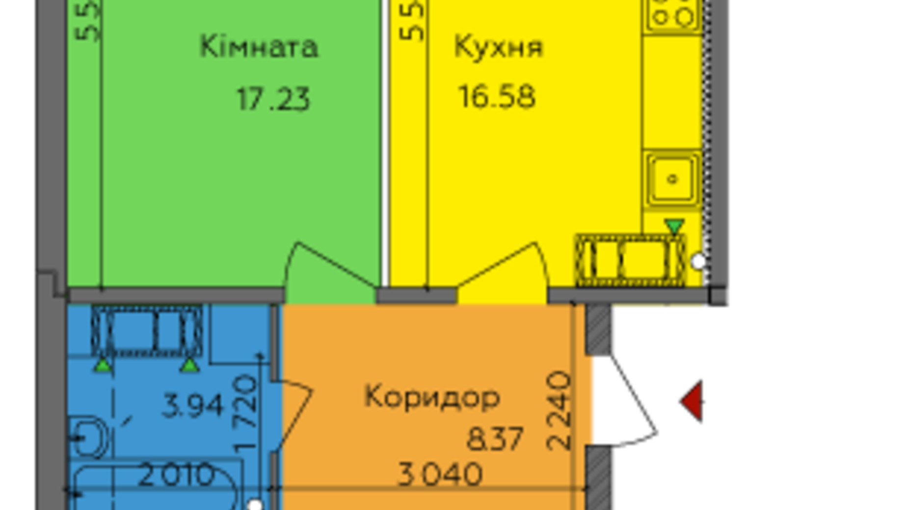 Планування 2-кімнатної квартири в ЖК Lalaland 66 м², фото 118292