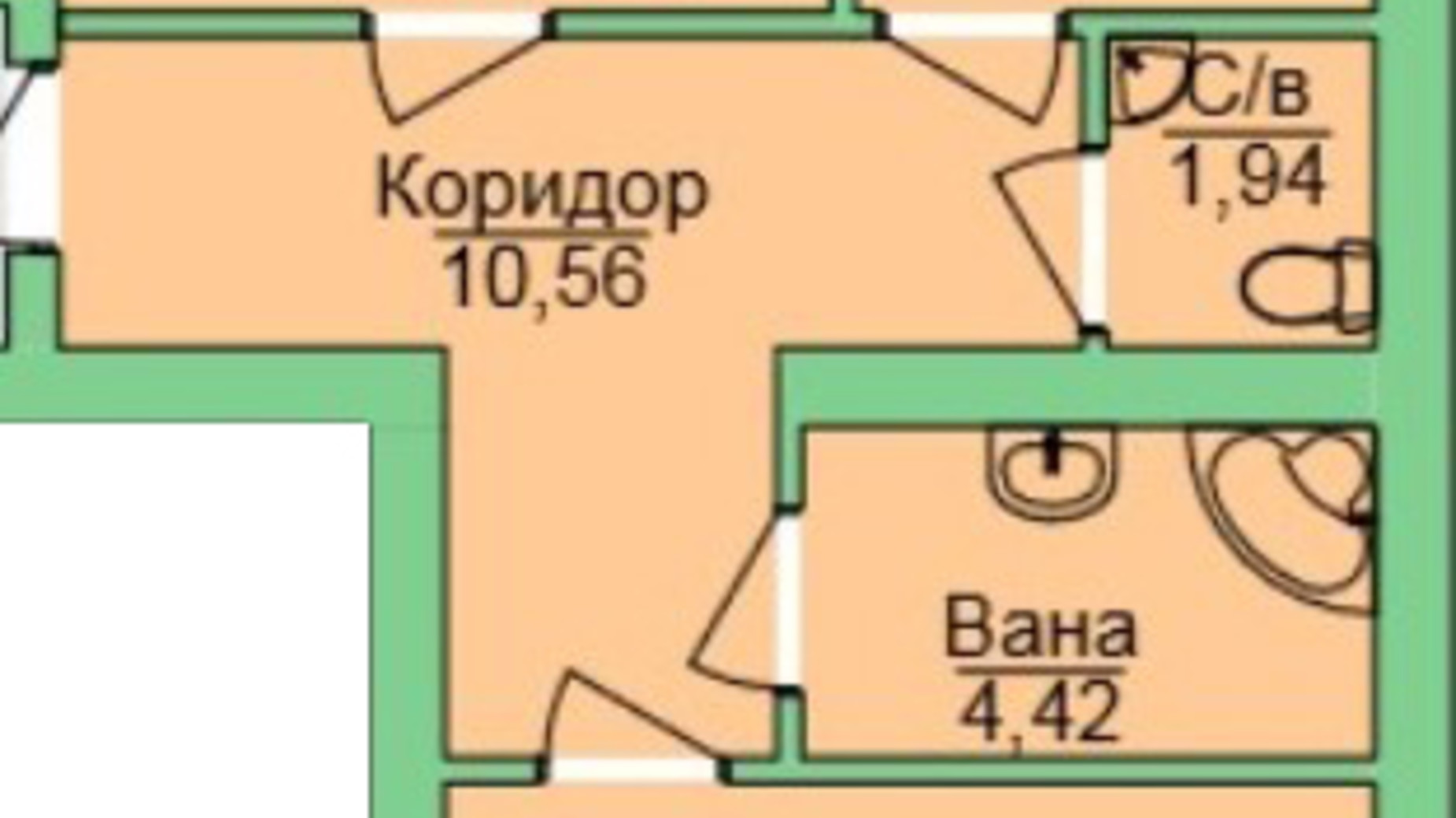 Планування 2-кімнатної квартири в ЖК Зелена оаза 71.77 м², фото 118949