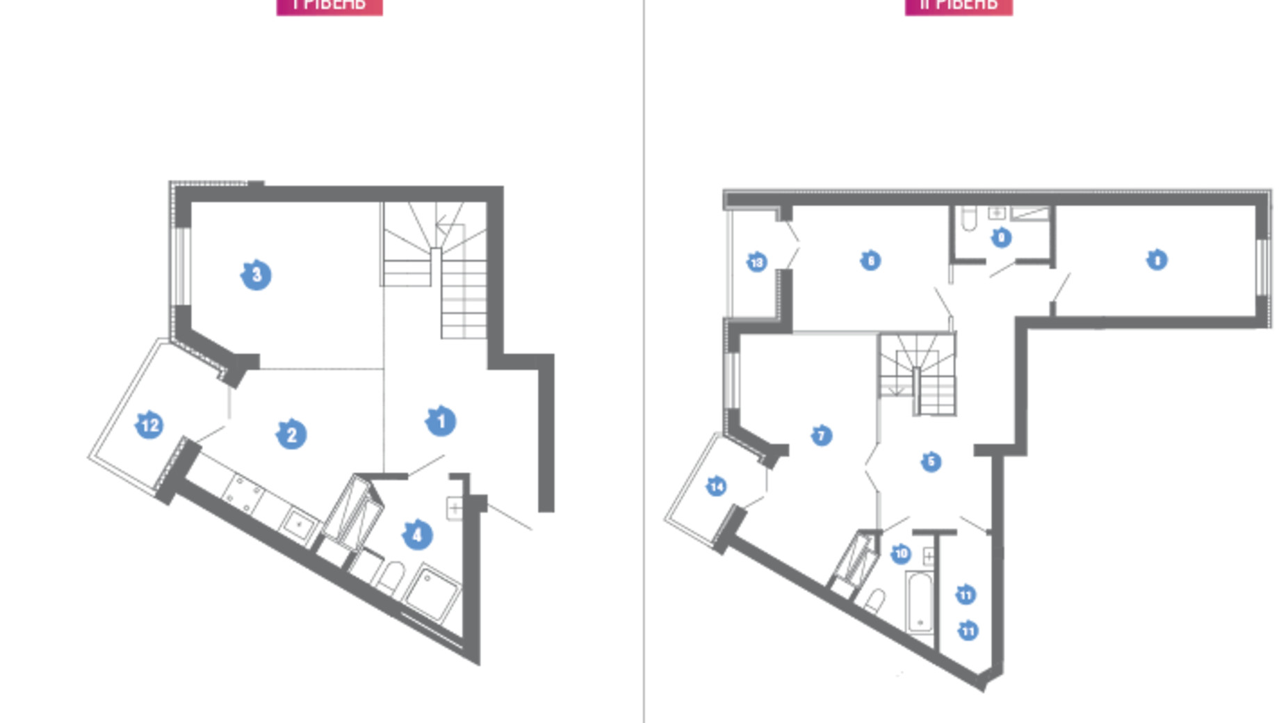 Планировка много­уровневой квартиры в ЖК Family & Friends 123.2 м², фото 119825