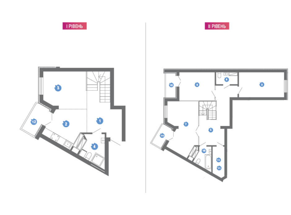 Планировка многоуровневой квартиры в ЖК Family & Friends 123.2 м², фото 119825 Планировка многоуровневой квартиры в ЖК Family & Friends 123.2 м², фото 119825
