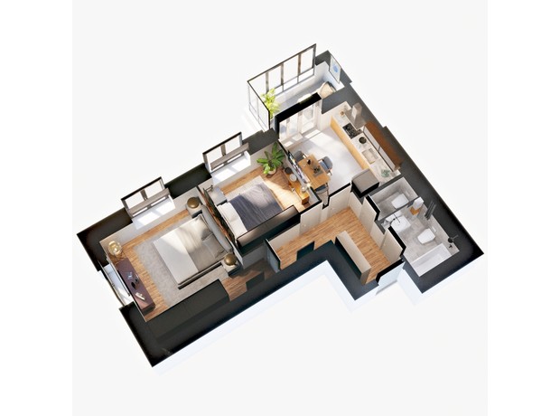 ЖК Green Life 3: планировка 2-комнатной квартиры 53 м²