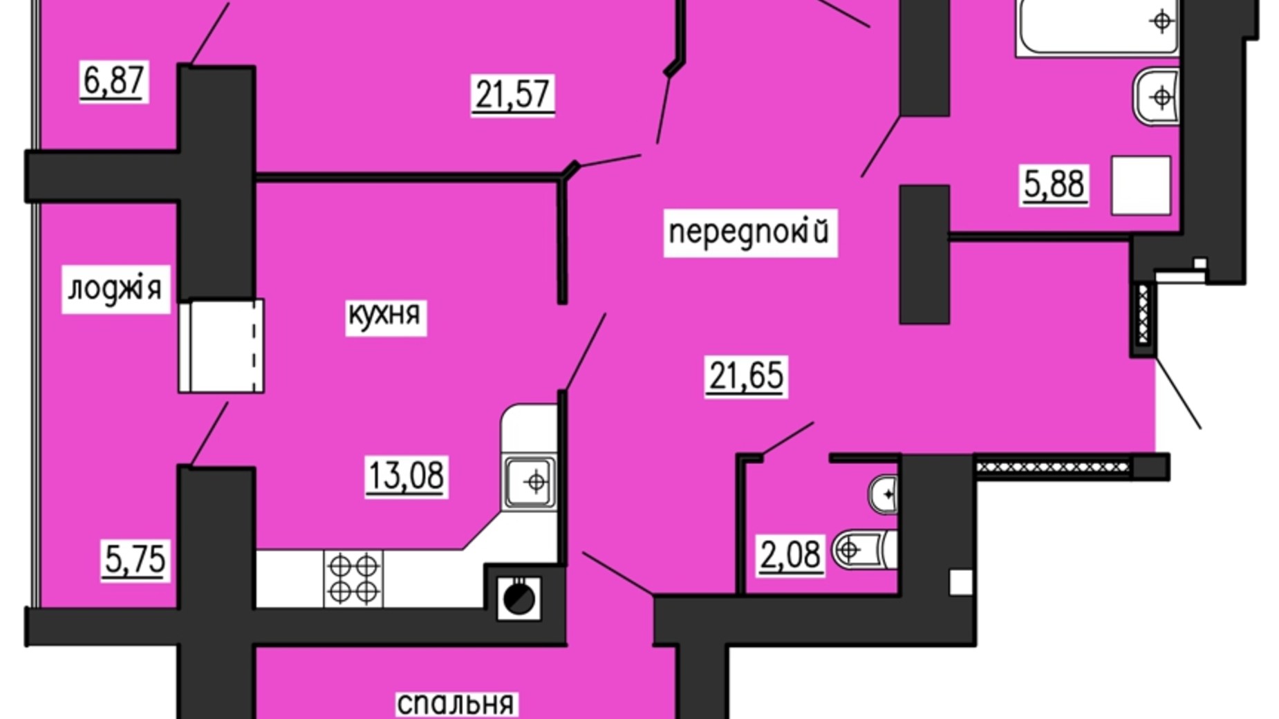 Планировка 3-комнатной квартиры в ЖК по ул. Лучаковского-Троллейбусная 108.72 м², фото 122931