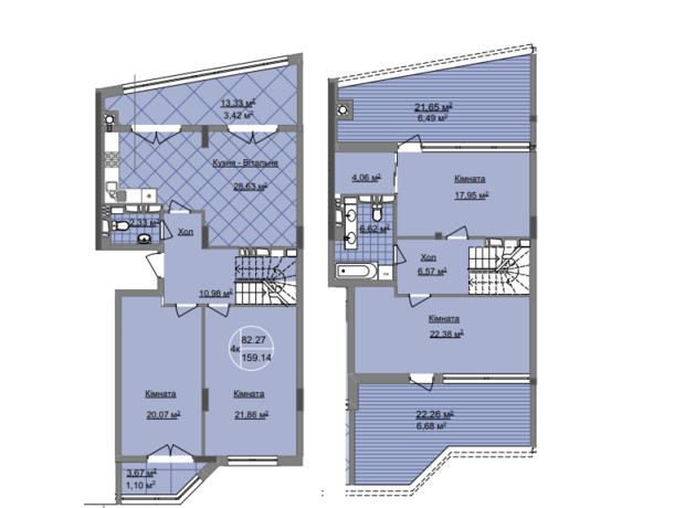 ЖК Imperial Park Avenue: планировка 4-комнатной квартиры 159 м²