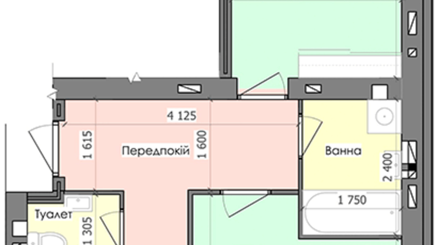 Планировка 2-комнатной квартиры в ЖК GreenЛандия 65.46 м², фото 123647
