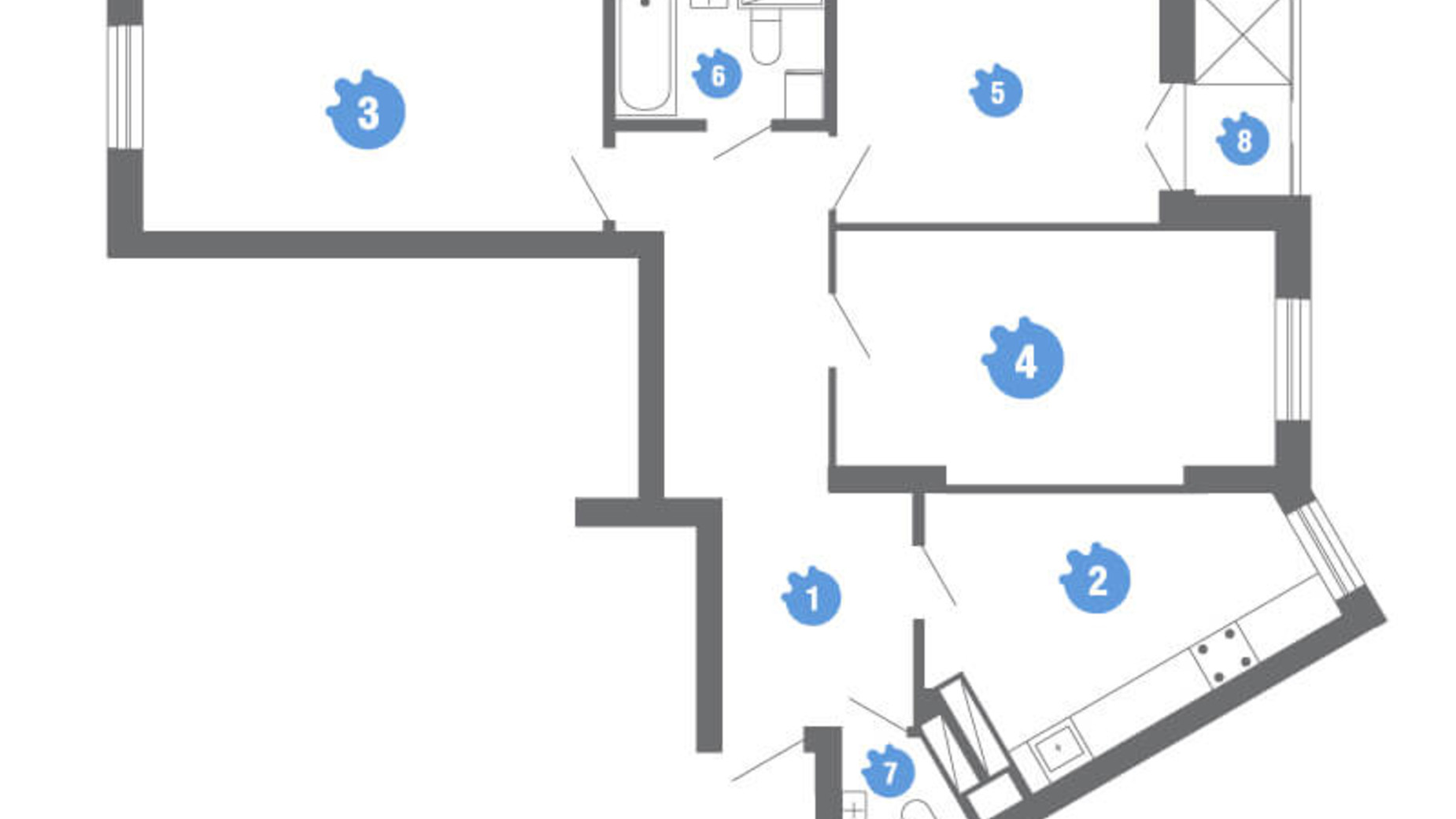 Планування 3-кімнатної квартири в ЖК Family & Friends 79.1 м², фото 123888