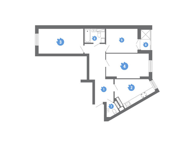 ЖК Family & Friends: планировка 3-комнатной квартиры 79.1 м²