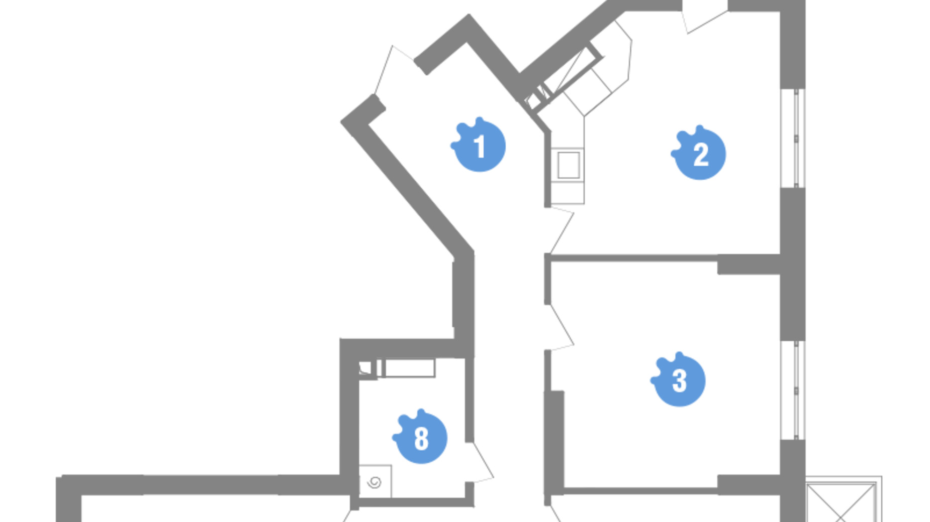 Планировка 3-комнатной квартиры в ЖК Family & Friends 87.6 м², фото 123910