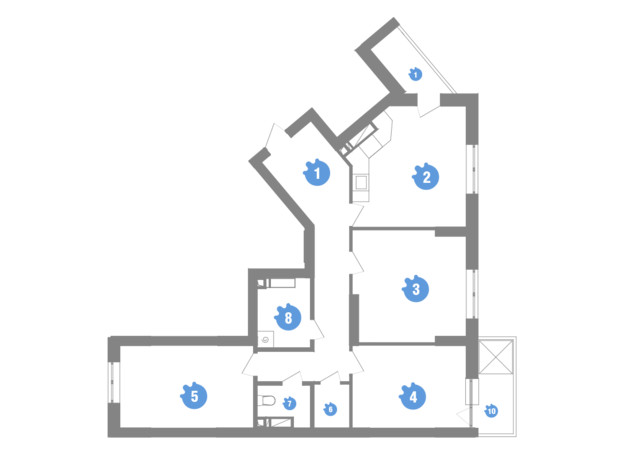 ЖК Family & Friends: планировка 3-комнатной квартиры 87.6 м²