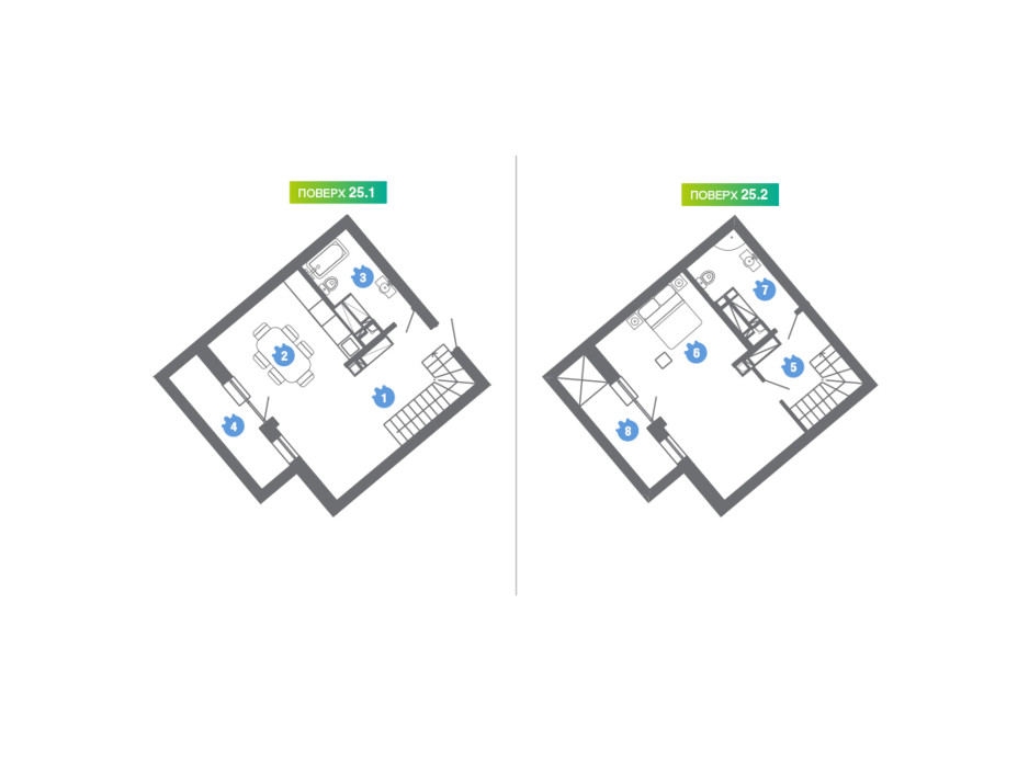 Планировка многоуровневой квартиры в ЖК Family & Friends 71.05 м², фото 123921 Планировка многоуровневой квартиры в ЖК Family & Friends 71.05 м², фото 123921