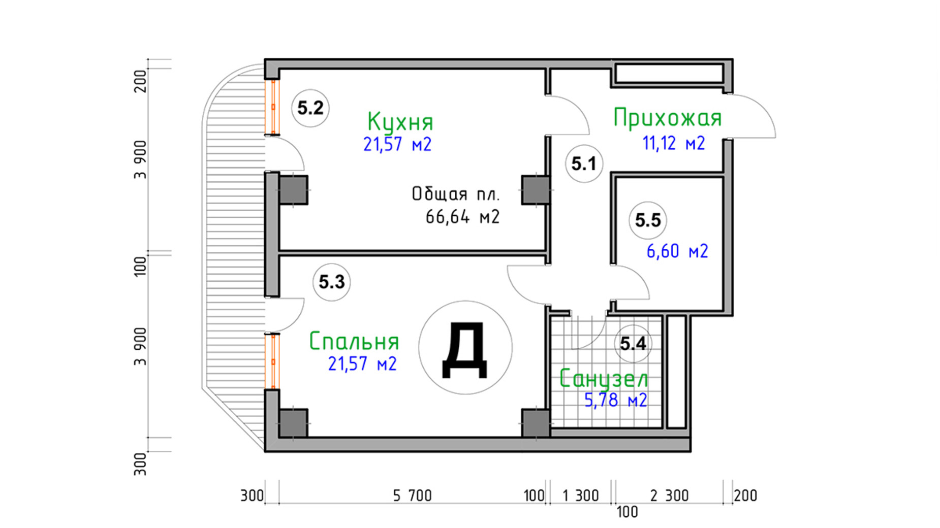 Планировка 1-комнатной квартиры в ЖК Адмирал 69 м², фото 123993