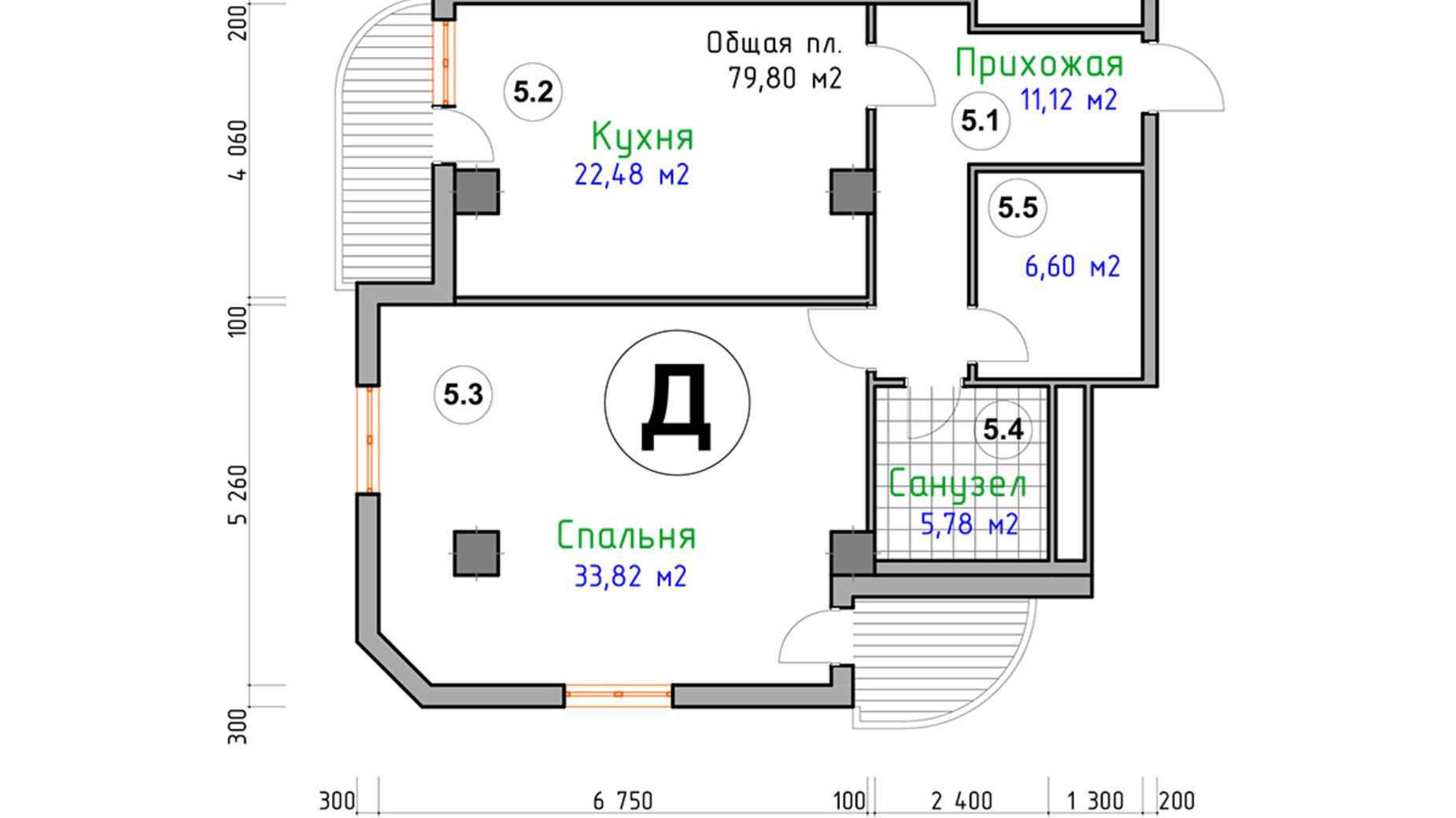 Планування 1-кімнатної квартири в ЖК Адмірал 79.8 м², фото 123995