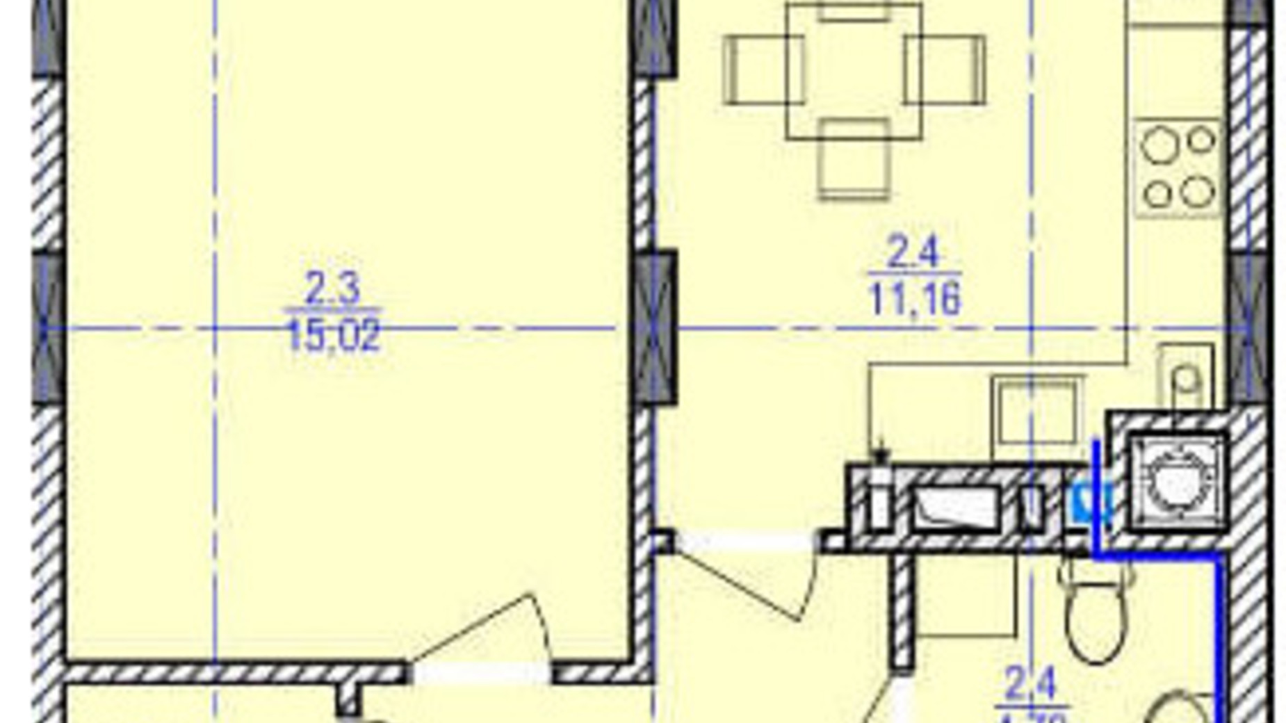 Планировка 1-комнатной квартиры в ЖК Garant City 41.61 м², фото 124174