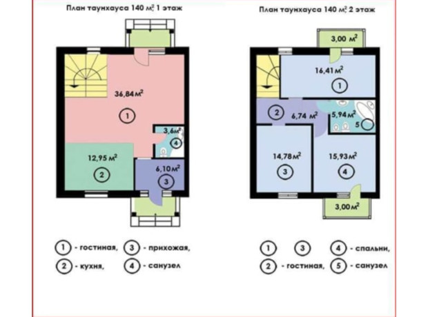 Таунхаус  Sun City: планування 4-кімнатної квартири 140 м²