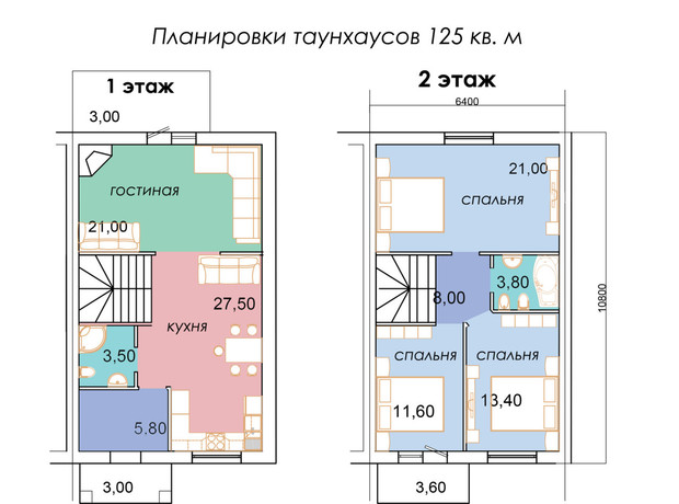 Таунхаус  Sun City: планування 1-кімнатної квартири 125 м²