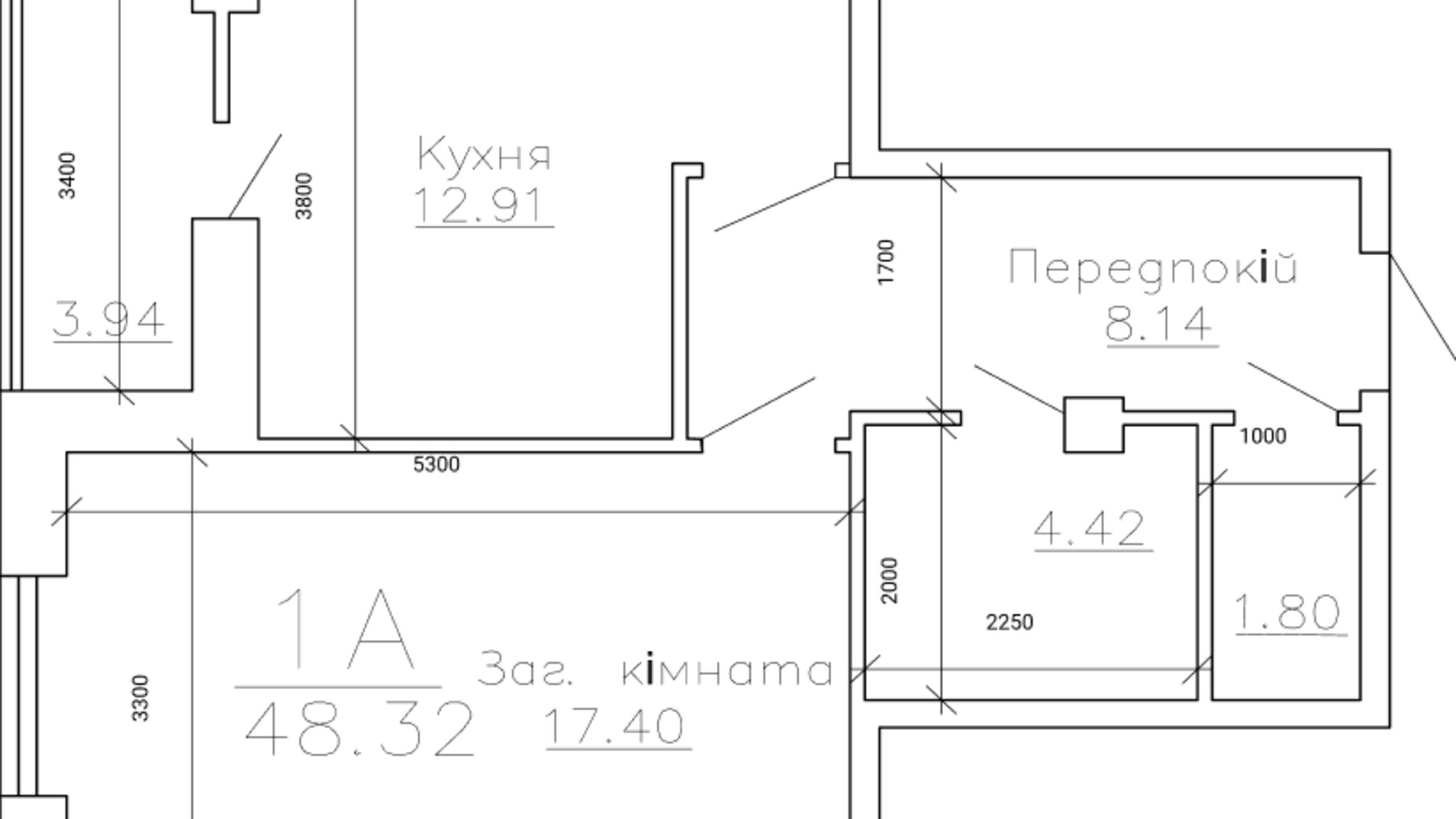 Планировка 1-комнатной квартиры в ЖК Панорама 48.32 м², фото 127950