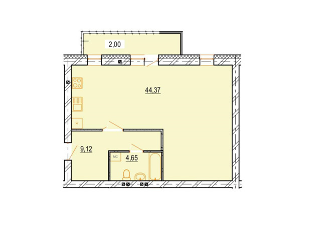 ЖК StyleUP: вільне планування квартири 60.14 м²