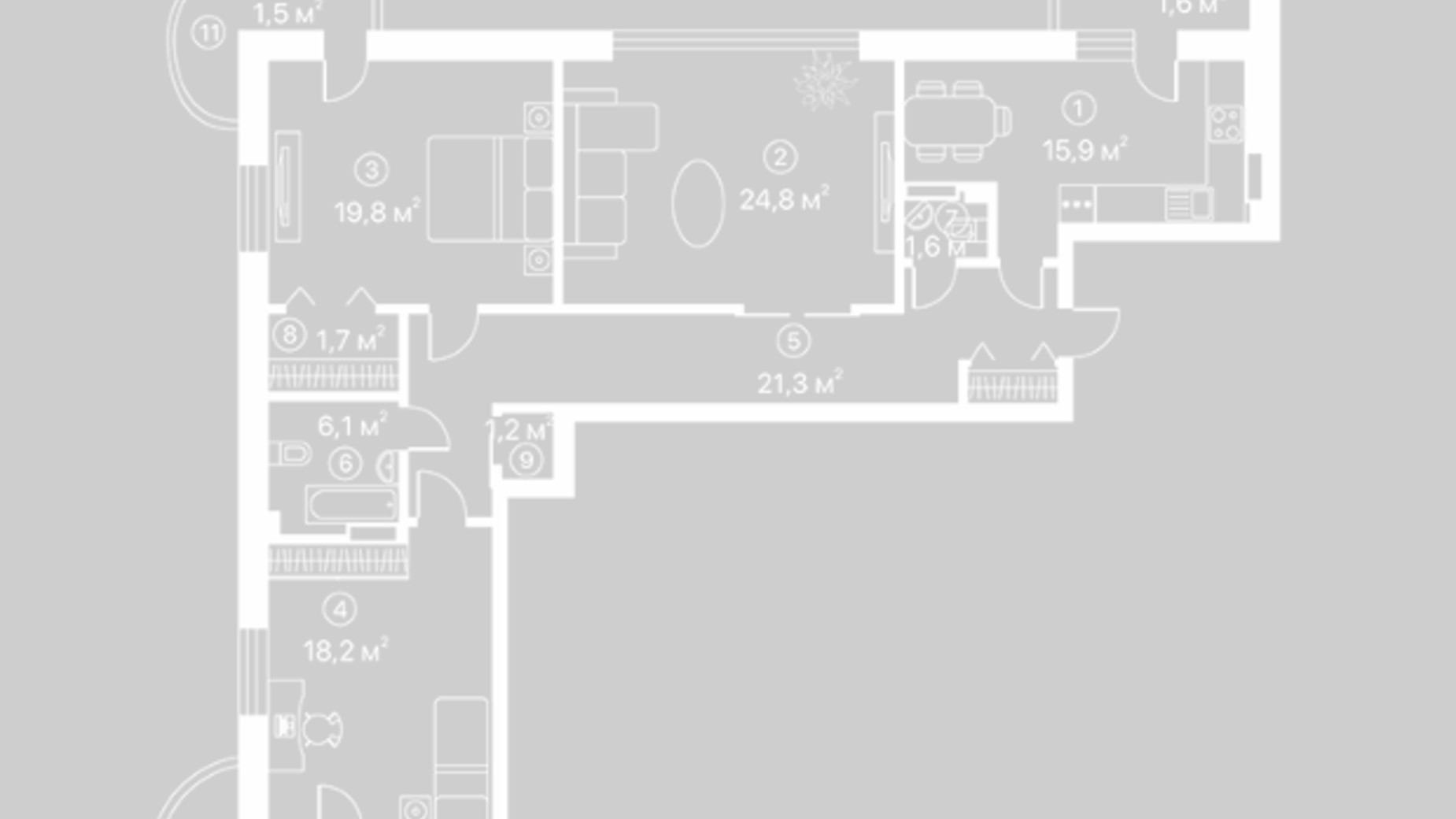 Планировка 3-комнатной квартиры в ЖК Киевский Шлях 115.2 м², фото 128116