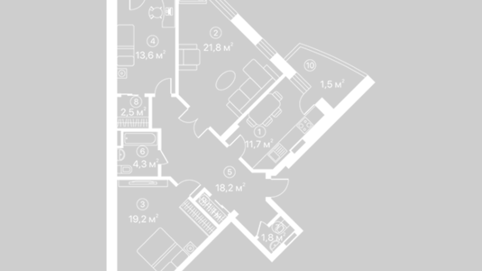 Планировка 3-комнатной квартиры в ЖК Киевский Шлях 96.9 м², фото 128117