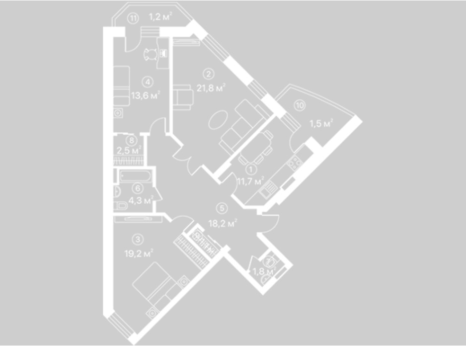 Планування 3-кімнатної квартири в ЖК Київський шлях 96.9 м², фото 128117 Планування 3-кімнатної квартири в ЖК Київський шлях 96.9 м², фото 128117