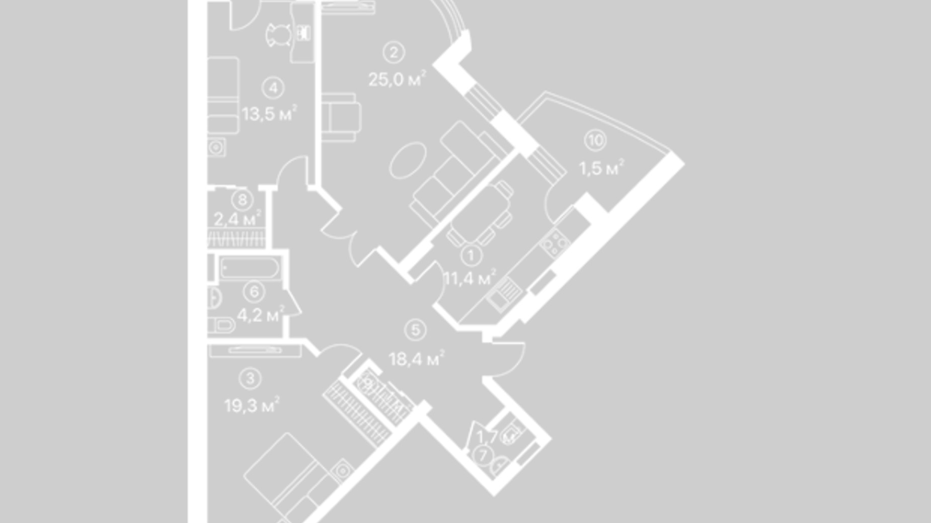 Планування 3-кімнатної квартири в ЖК Київський шлях 99.7 м², фото 128118