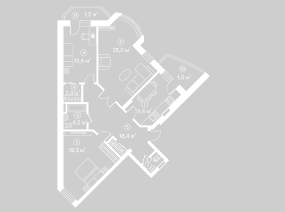 Планування 3-кімнатної квартири в ЖК Київський шлях 99.7 м², фото 128118 Планування 3-кімнатної квартири в ЖК Київський шлях 99.7 м², фото 128118