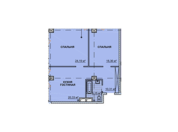 ЖК Neboshill: планування 2-кімнатної квартири 80.29 м²