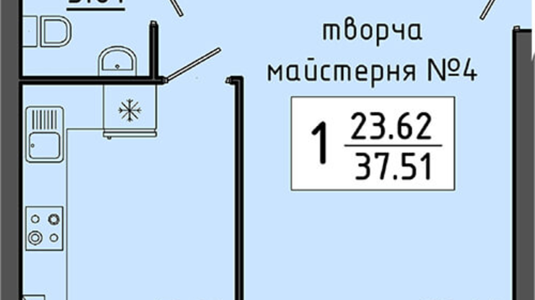 Планування приміщення в ЖК Енергія 37.51 м², фото 129524