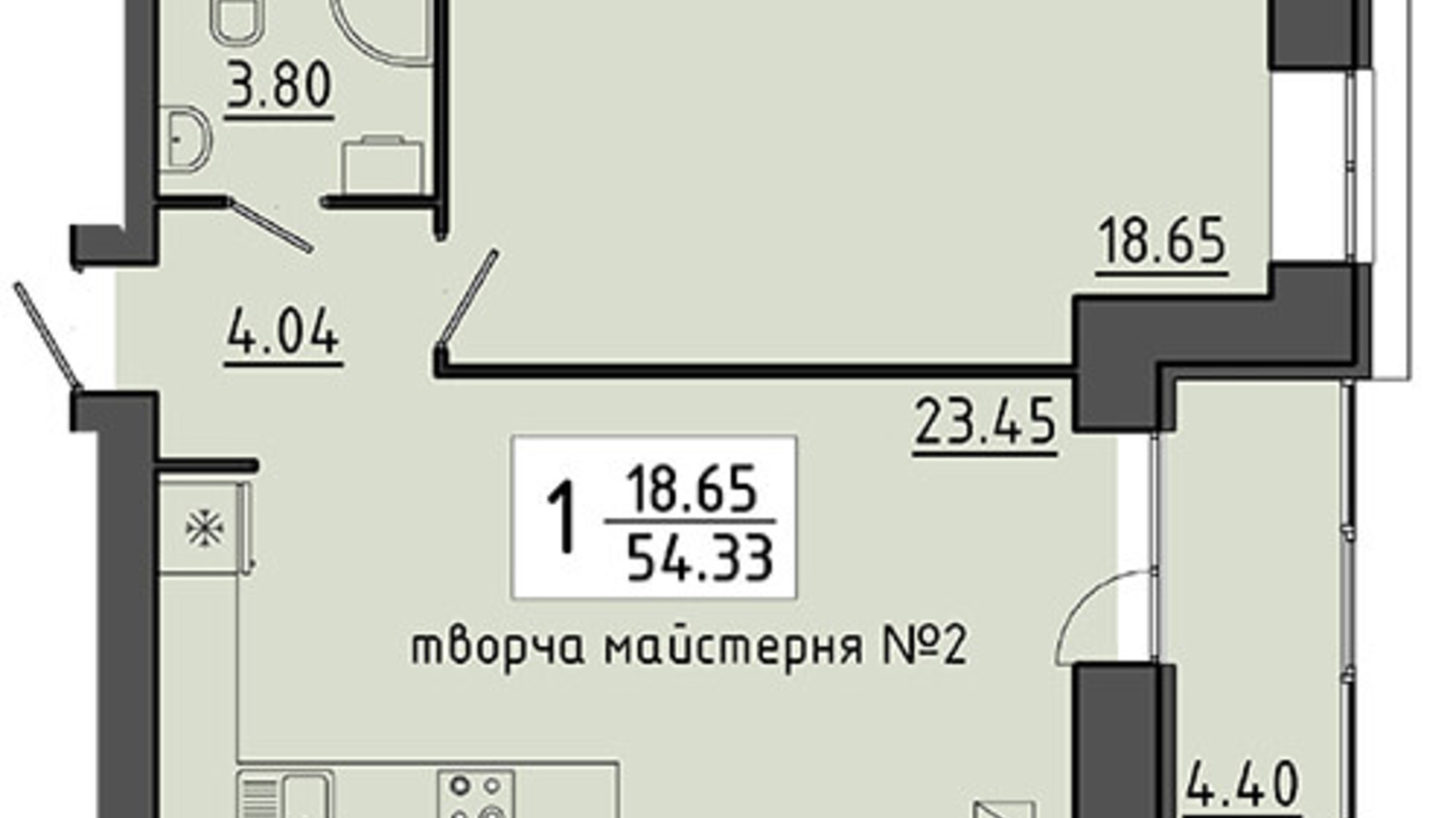 Планировка помещения в ЖК Энергия 54.33 м², фото 129537