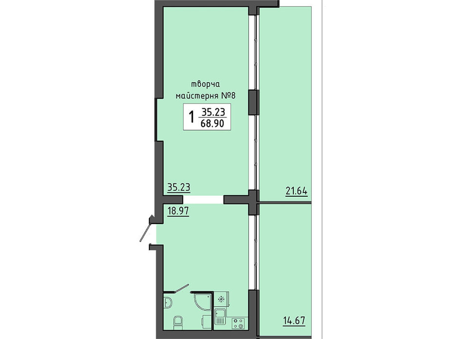 Планировка помещения в ЖК Энергия 68.9 м², фото 129538 Планировка помещения в ЖК Энергия 68.9 м², фото 129538